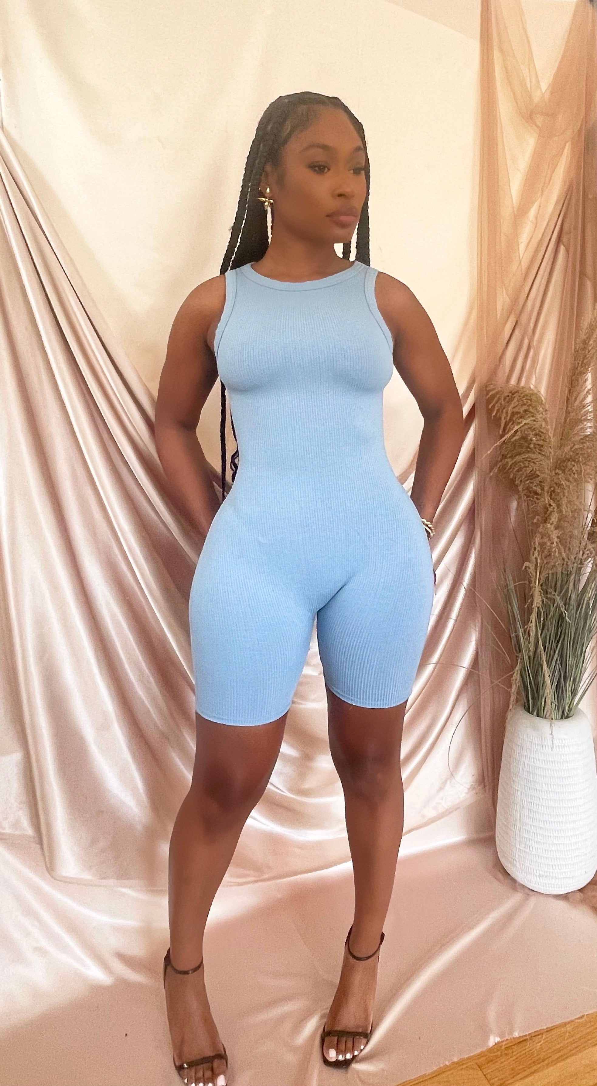 Blue Rib Jumpsuit